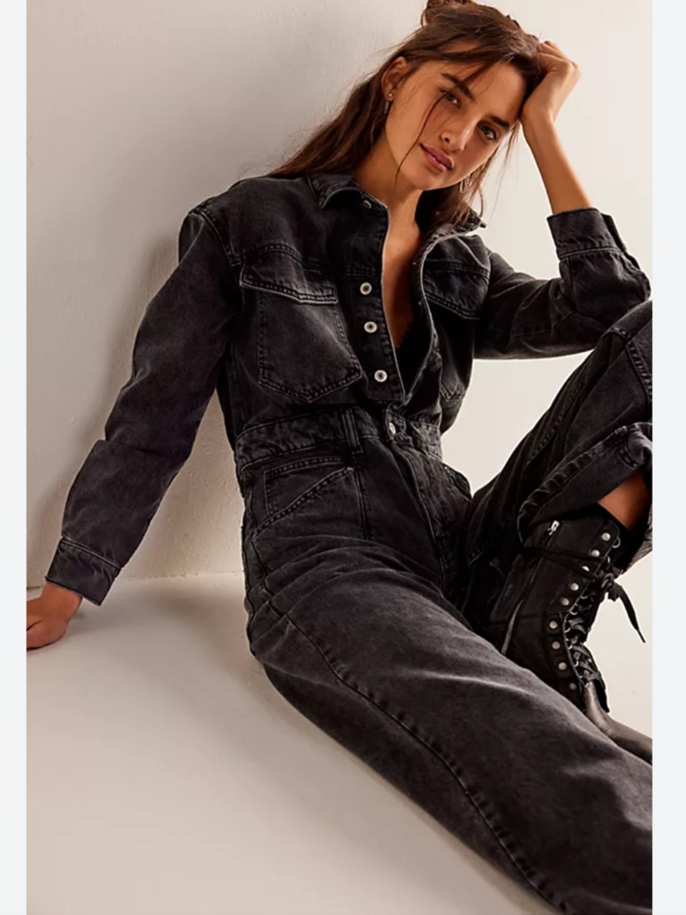 Free People 'Touch the Sky' One-Piece denim jumpsuit